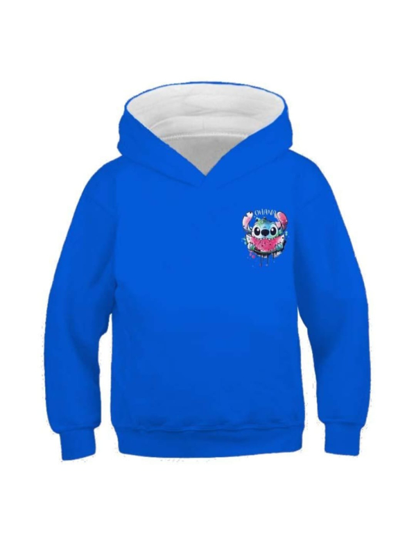 Stitch hoodie - blauw met kleine opdruk