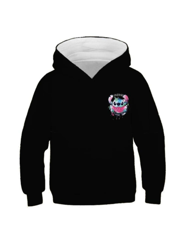 Stitch hoodie - zwart met kleine opdruk