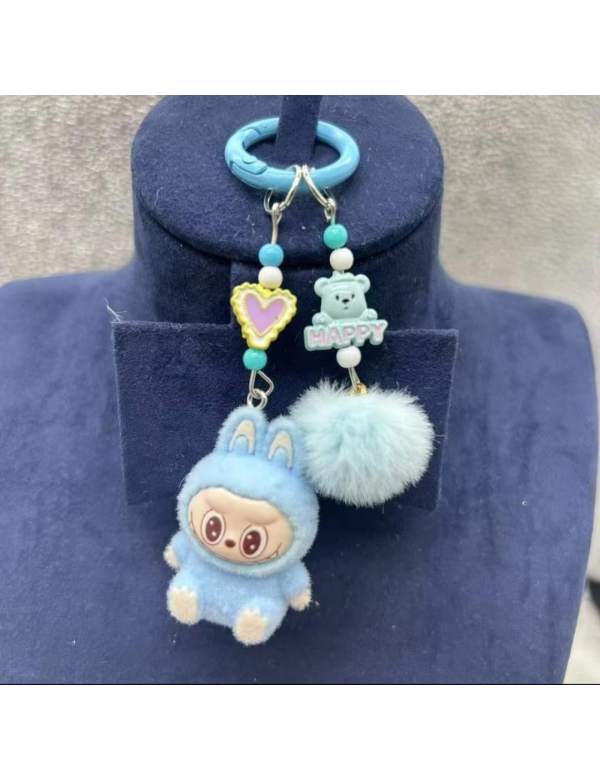 Labubu sleutelhanger 5 cm - blauw