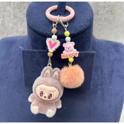 Labubu sleutelhanger 5 cm - bruin