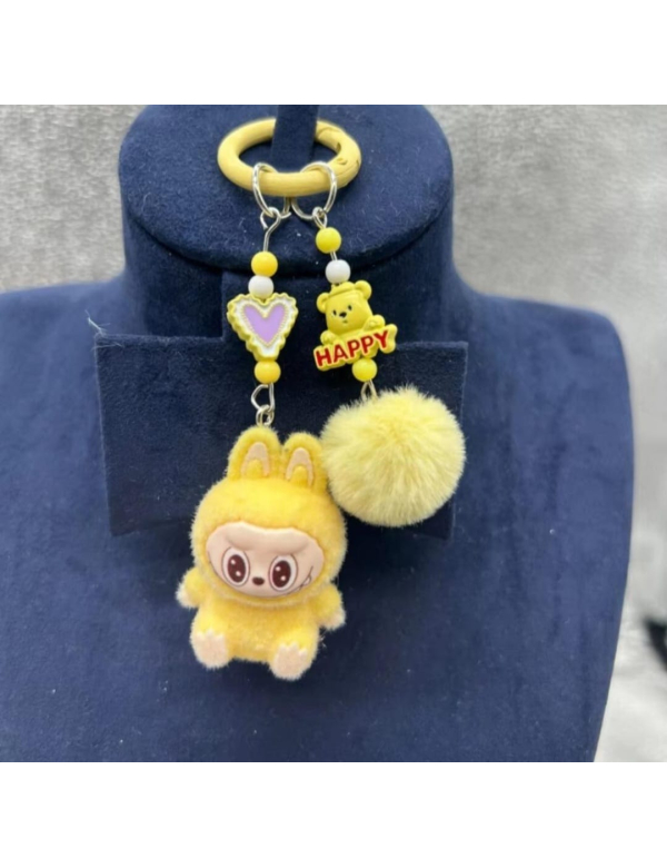 Labubu sleutelhanger 5 cm - geel