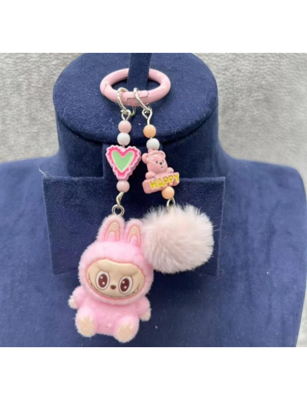 Labubu sleutelhanger 5 cm - roos