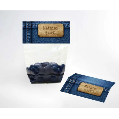 snoepzakje jeans (gevuld met snoep naar keuze)