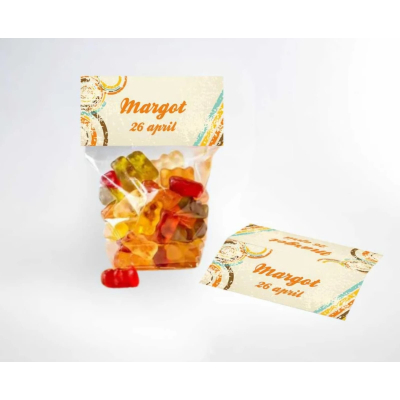 snoepzakje vintage oranje (gevuld met snoep naar keuze)