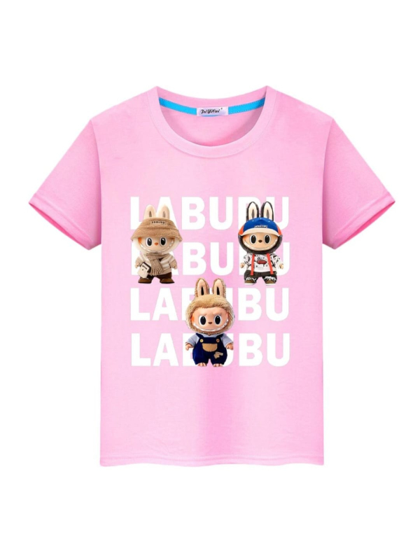 Labubu t-shirt jongen/meisje - roos
