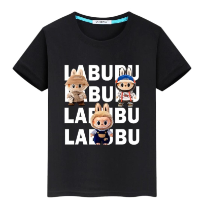 Labubu t-shirt jongen/meisje - zwart
