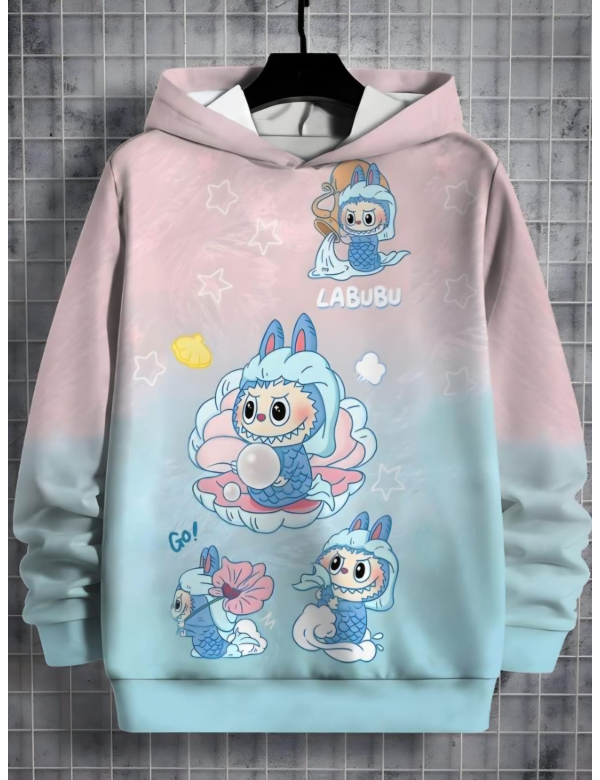 Labubu hoodie roos/ blauw